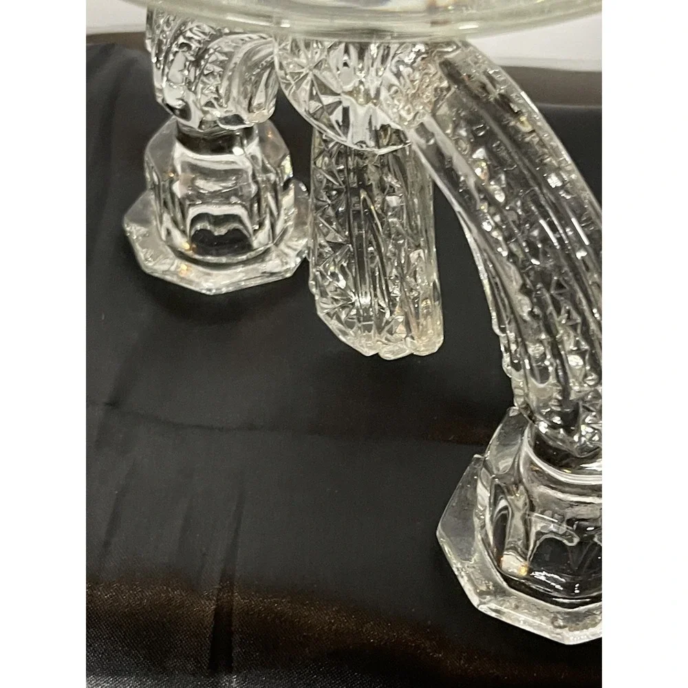 Tiffin Franciscan Williamsburg Clear Glass Double Candlesticks Candelabra Pair